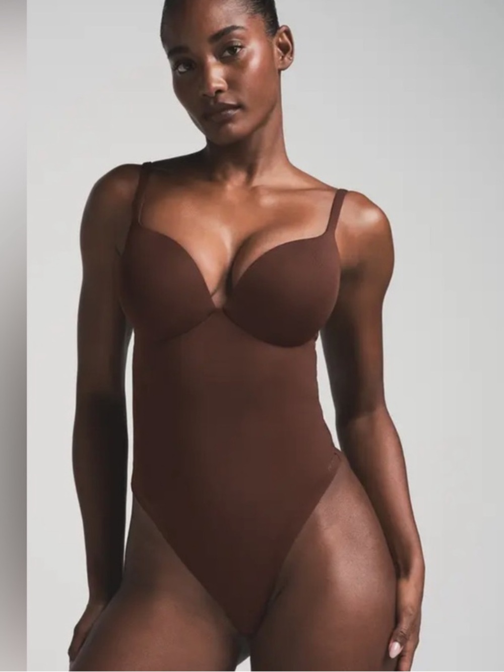 SKIMS NWT Ultimate Push Up Thong Bodysuit - Cocoa SMALL (G23)
